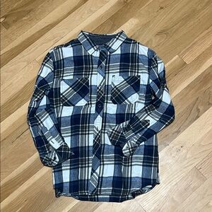 PD&C Navy and Light Blue Plaid Button Down Shirt